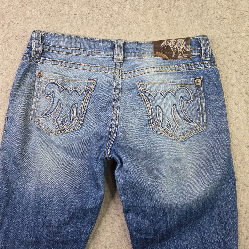 MEK Denim Aldan Slim Bootcut Jeans Mens 28x34 Dark Wash Heavy Stitch Blue